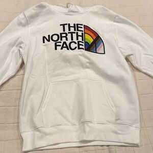 The North Face White Hoodie with Multicolor Logo